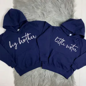 Big Brother/Little Sister Matching Script Hoodies (MRK X) girls pajamas promo