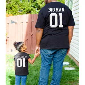 Big Man & Little Lady 01 Matching Black T-Shirts mens dad clothes online