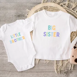 Big Sister & Little Brother Pastel Matching T-Shirt/Baby Vest girls pajamas promo
