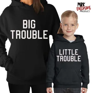 Big Trouble/Little Trouble Adult & Kid Matching Hoodies (MRK X) mens dad clothes online
