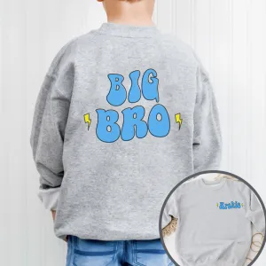 Big/Lil Bro & Sis kids Personalised Heather Grey Sweatshirts boys fashion clearance