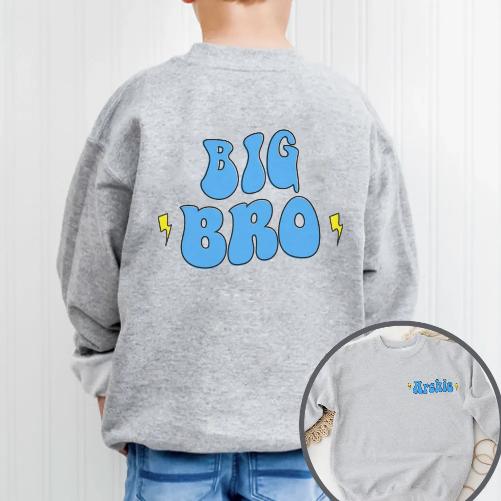 Big/Lil Bro & Sis kids Personalised Heather Grey Sweatshirts boys fashion clearance