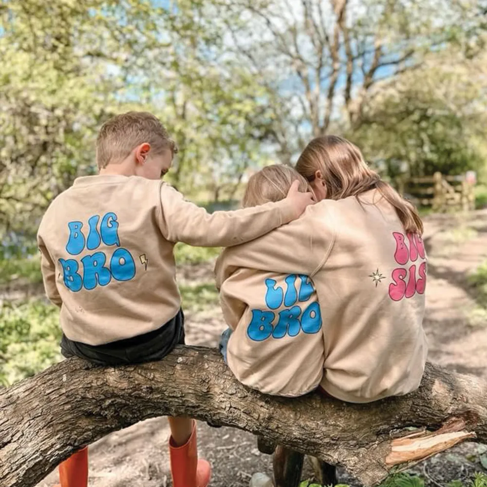 Big/Lil Bro & Sis kids Personalised Sand Sweatshirts boys fashion clearance