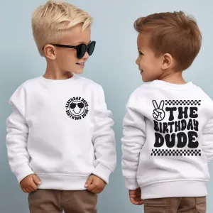 Birthday Dude Front & Back Graphic Kids Sweatshirt boys fashion clearance