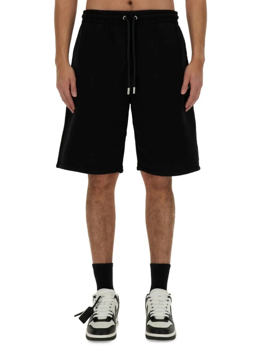 Black Bermuda Shorts With Logo Detail