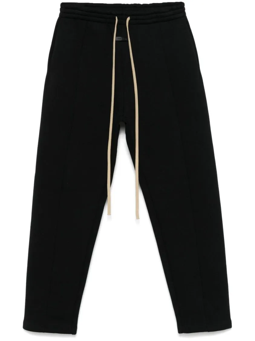 Black Cotton Drawstring Sweatpants With Relaxed Fit