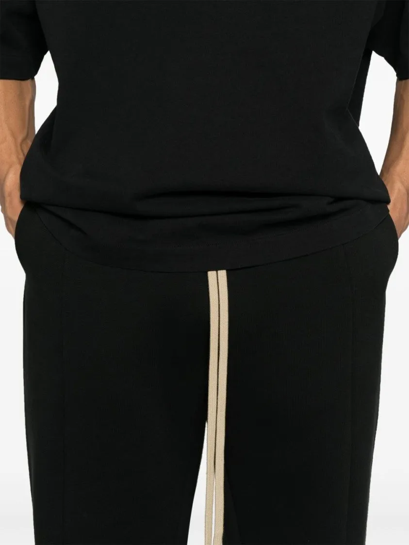 Black Cotton Drawstring Sweatpants With Relaxed Fit