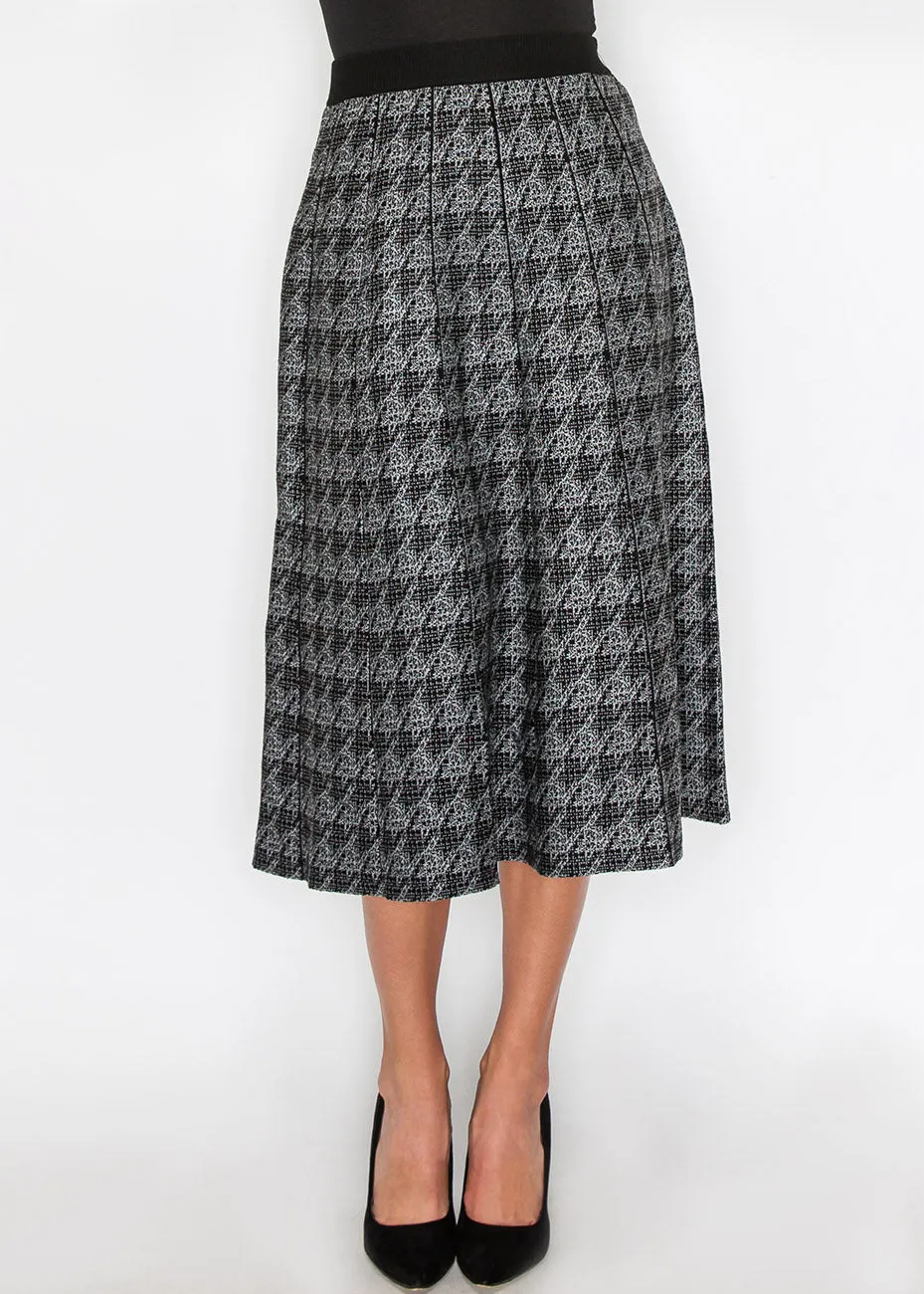 Black Houndstooth Flair Skirt