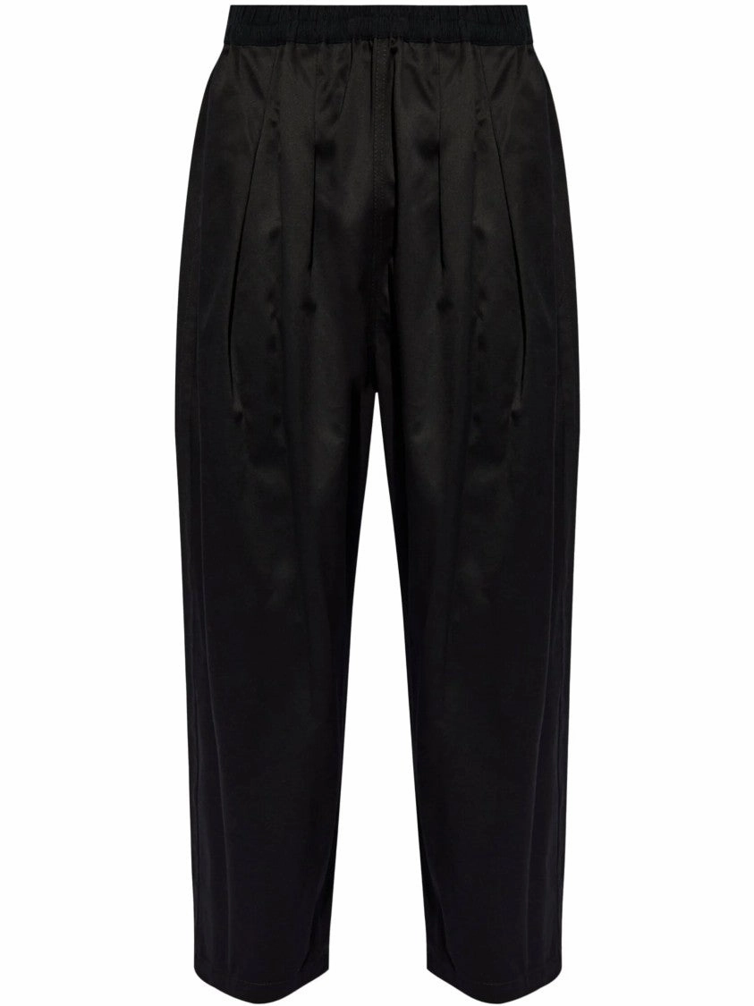 Black Cotton Pleated Trousers