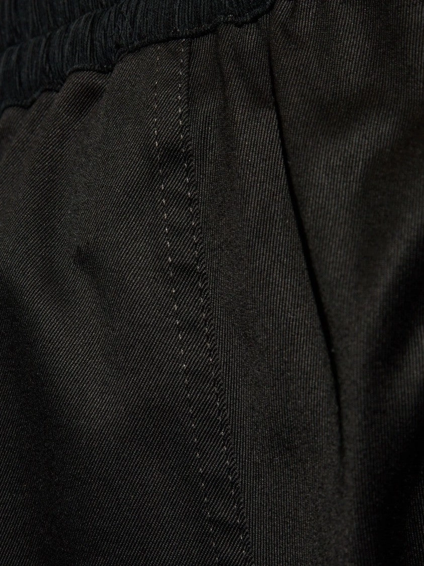 Black Cotton Pleated Trousers