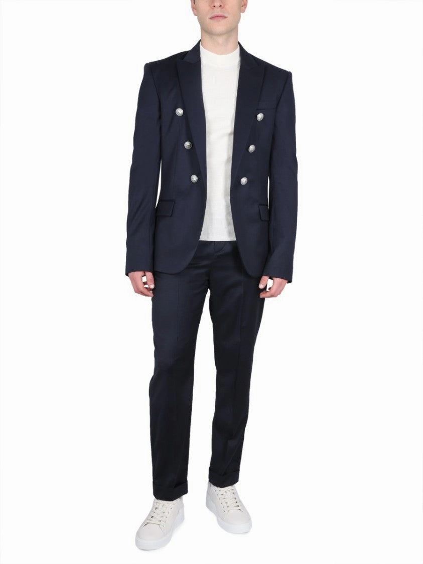 Black Wool Straight Leg Pants
