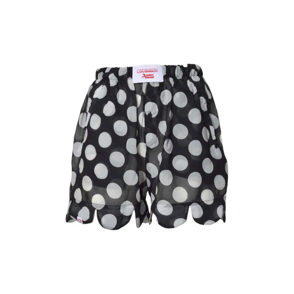 Black/White Polka Dot Voile Boxer Shorts