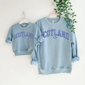 Blue Floral Scotland Mum & Kid Matching Sky Blue Sweatshirts pregnancy clothes clearance