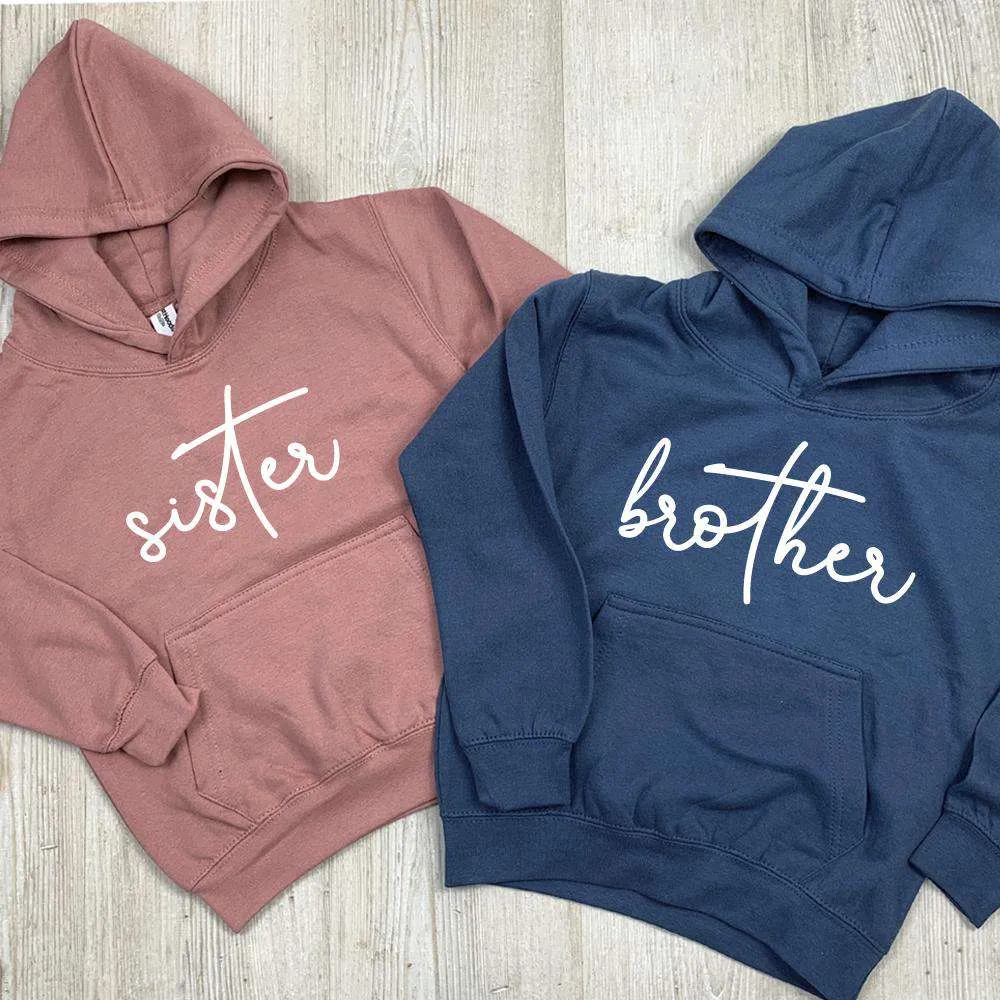 Brother/Sister Matching Script Hoodies (1-13 Years) (MRK X) boys outfits online store