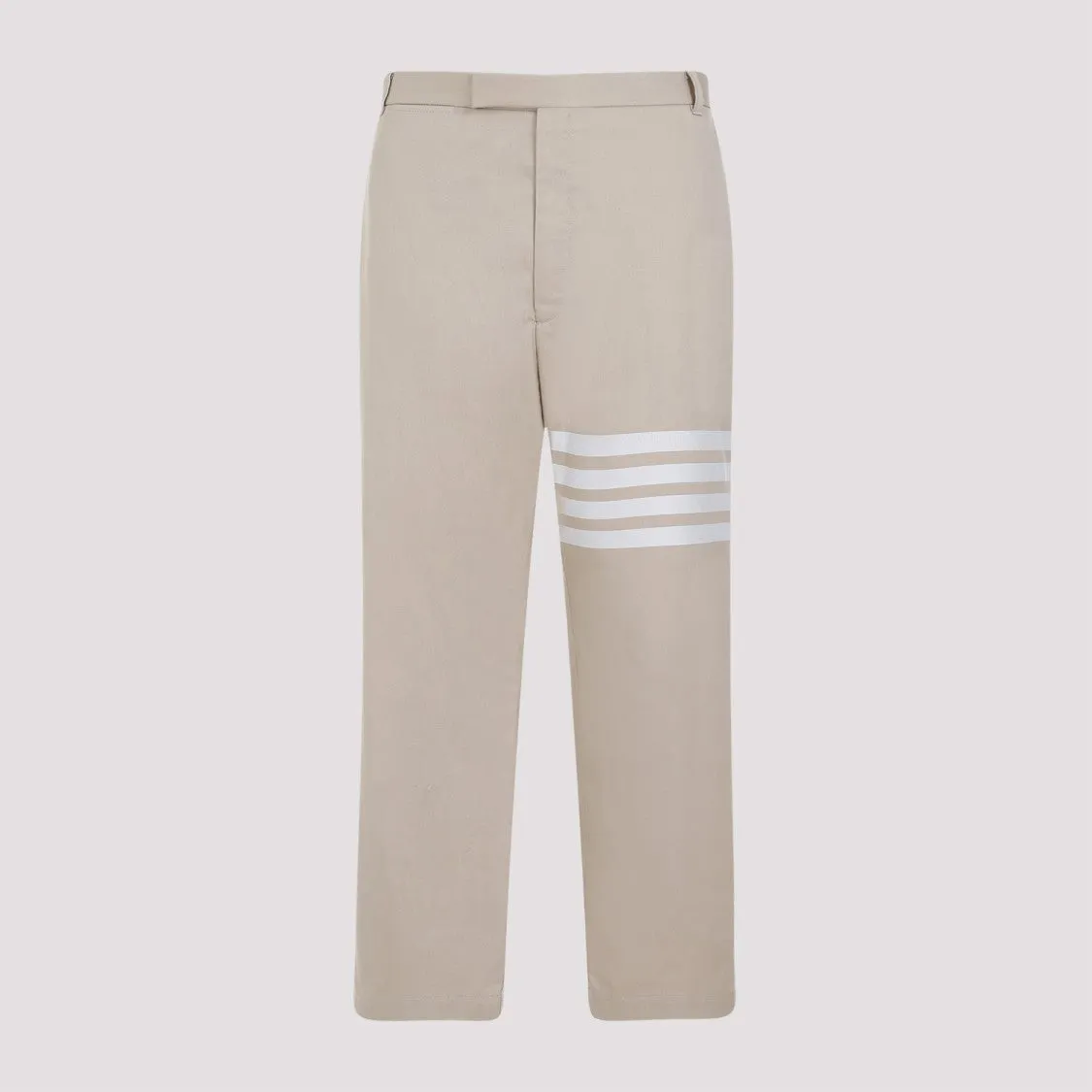 Camel Beige Cotton Unconstructed Straight Leg Trousers