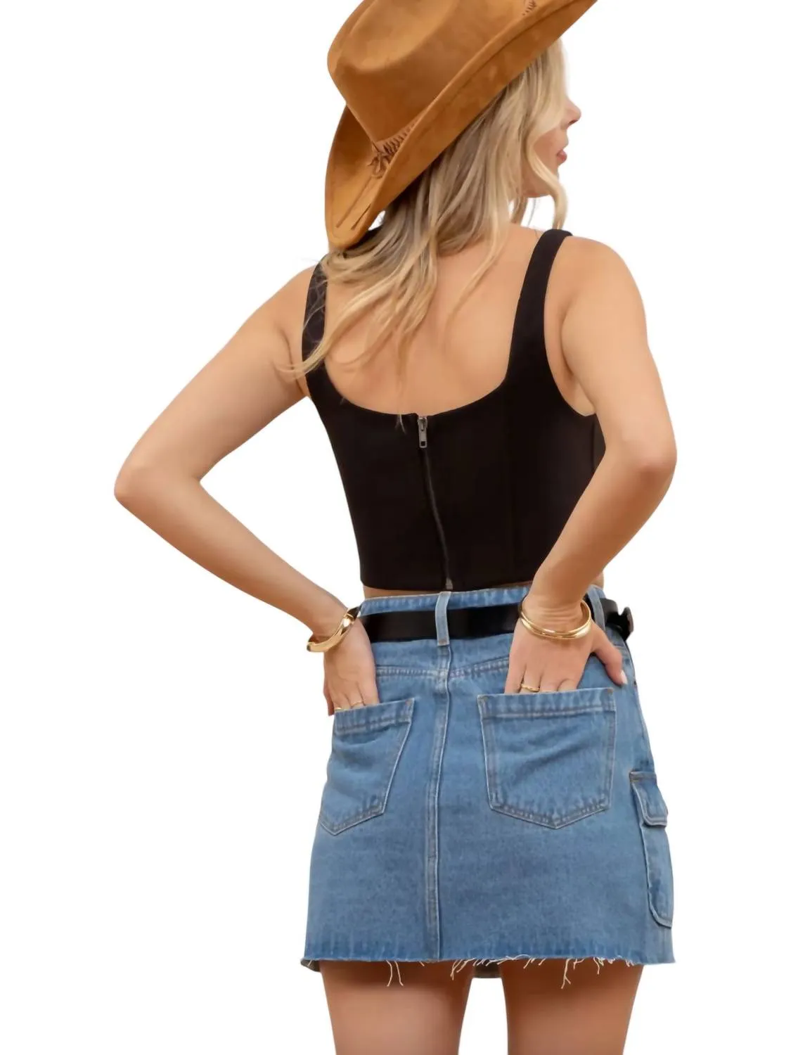 Cargo Denim Mini Skirt