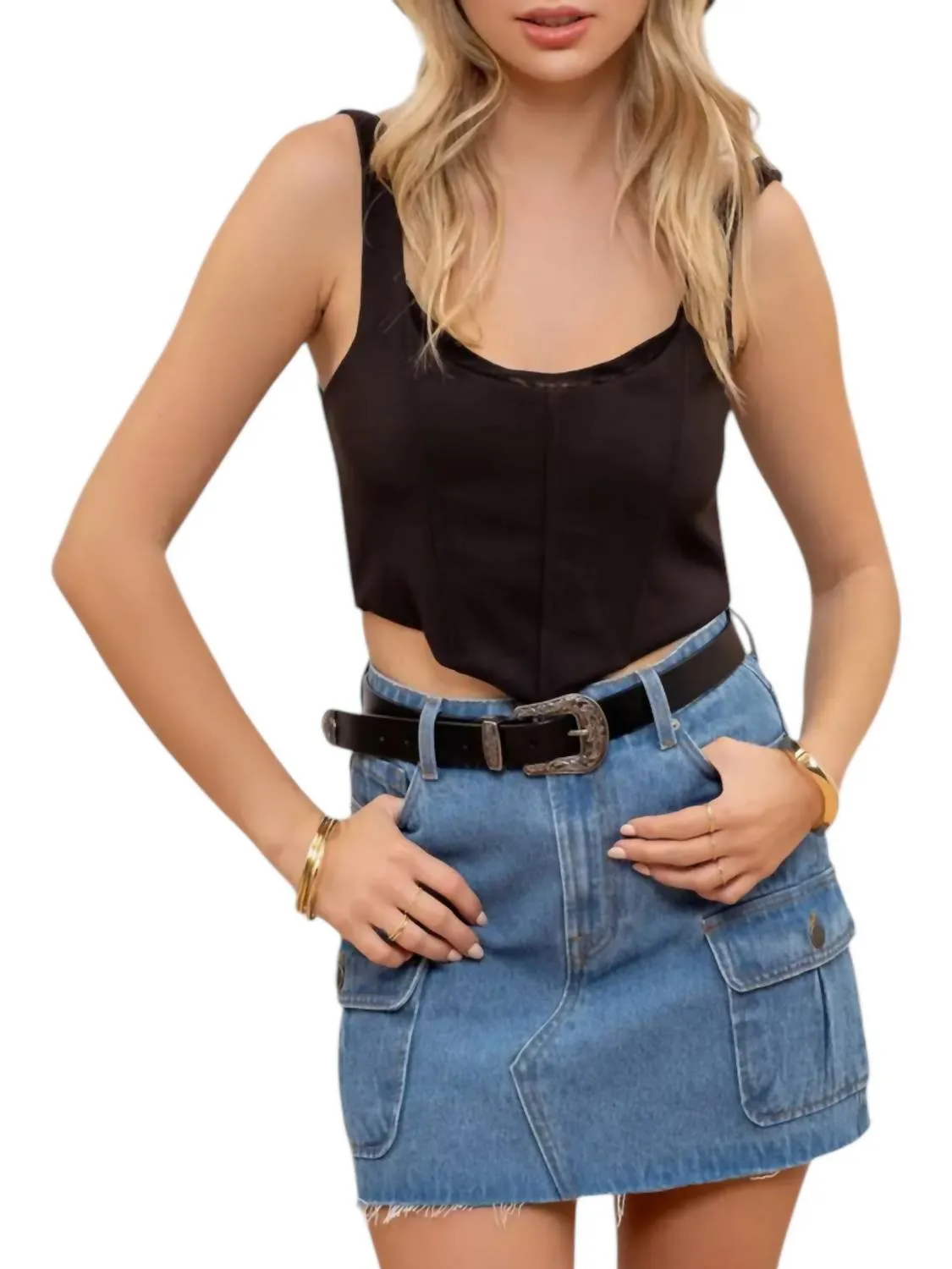 Cargo Denim Mini Skirt