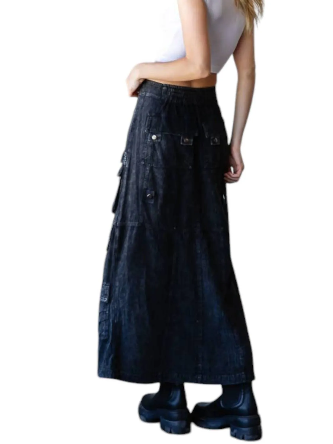 Cargo Maxi Skirt In Black