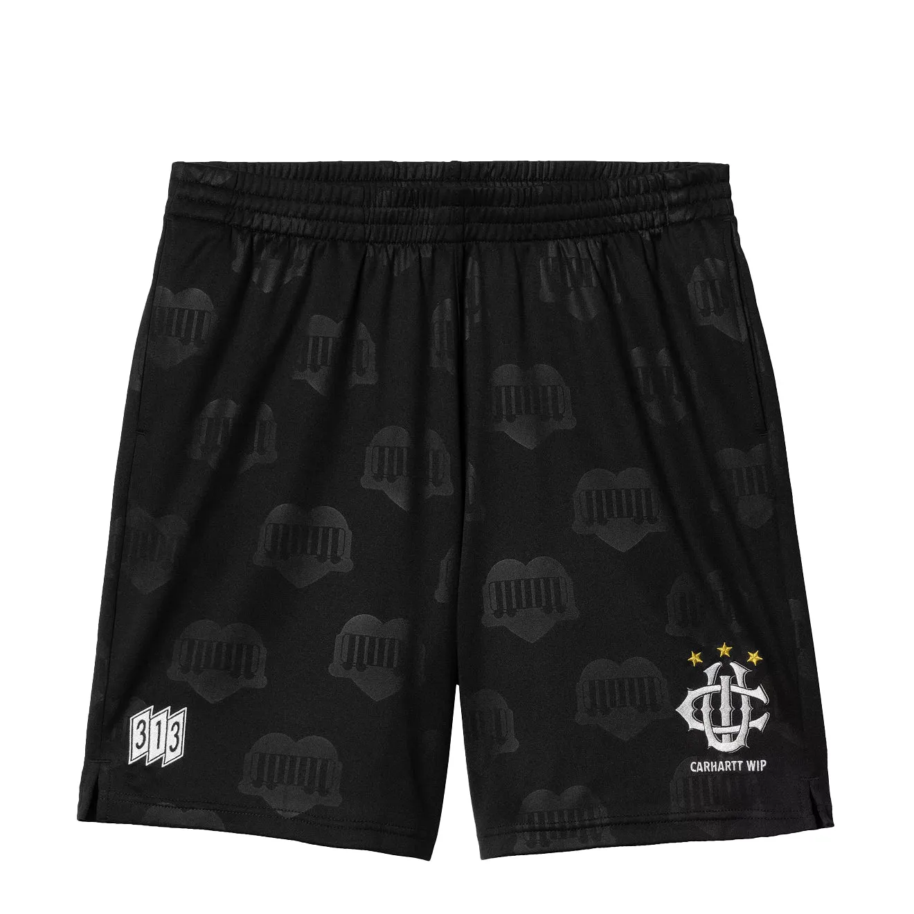 Carhartt WIP Harttes Football Short Heart Train Jacquard / Black mens shorts outlet store