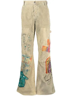 Cartoon Flared Carpenter Pants cheap bottoms online shop