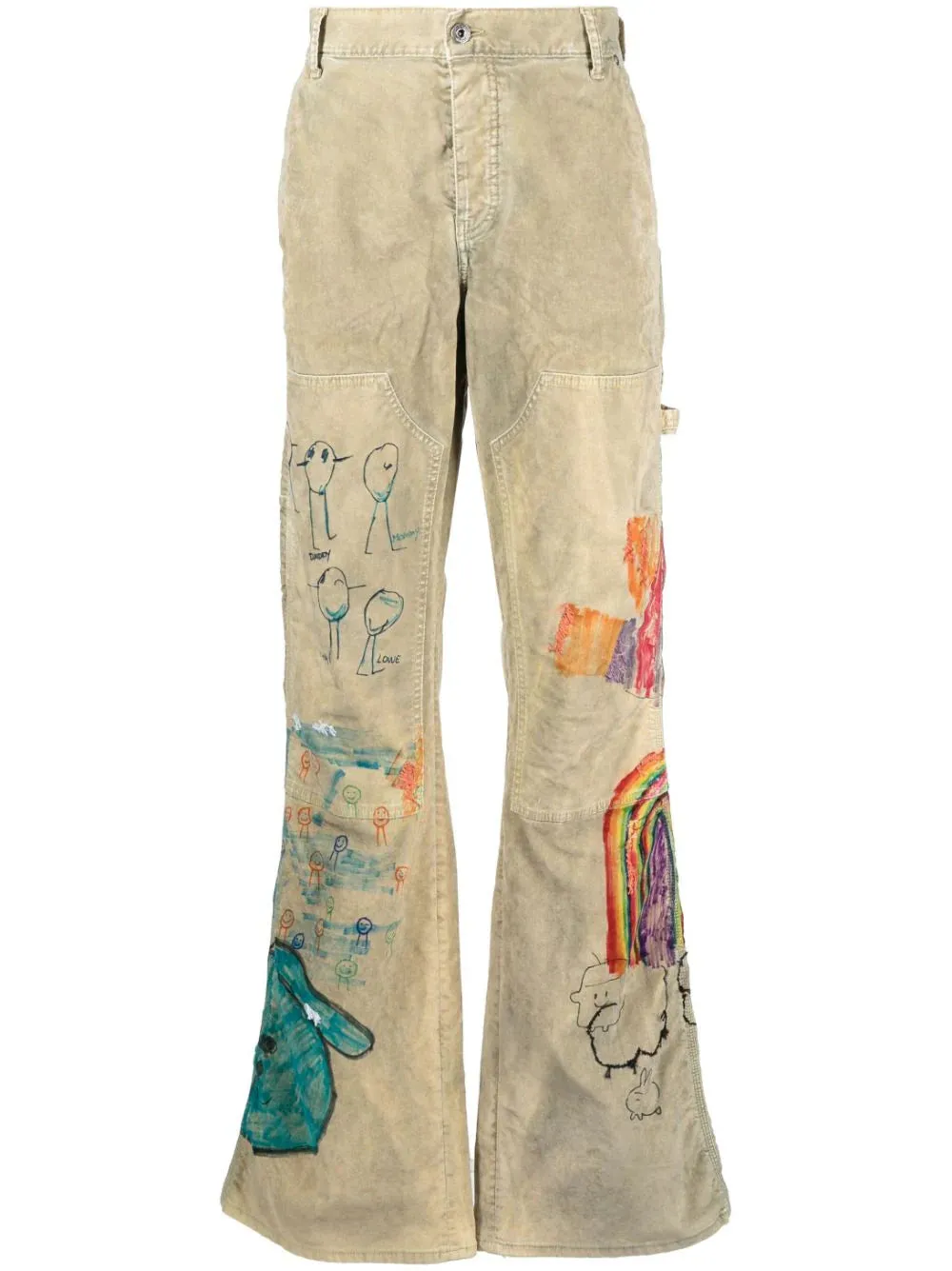 Cartoon Flared Carpenter Pants cheap bottoms online shop