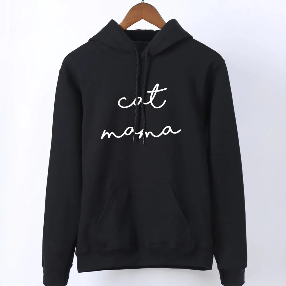 Cat Mama Retro Script Hoodie mum jeans promo