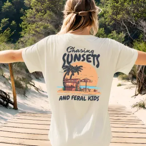 Chasing Sunsets & Feral Kids Back T-Shirt pregnancy jeans best price