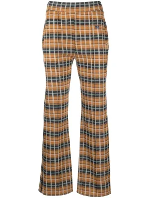 Check-Pattern Straight-Leg Trousers cheap bottoms online shop