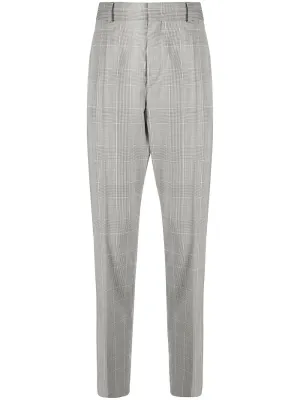 Check-Print Cotton Tailored Trousers Bottoms outlet online