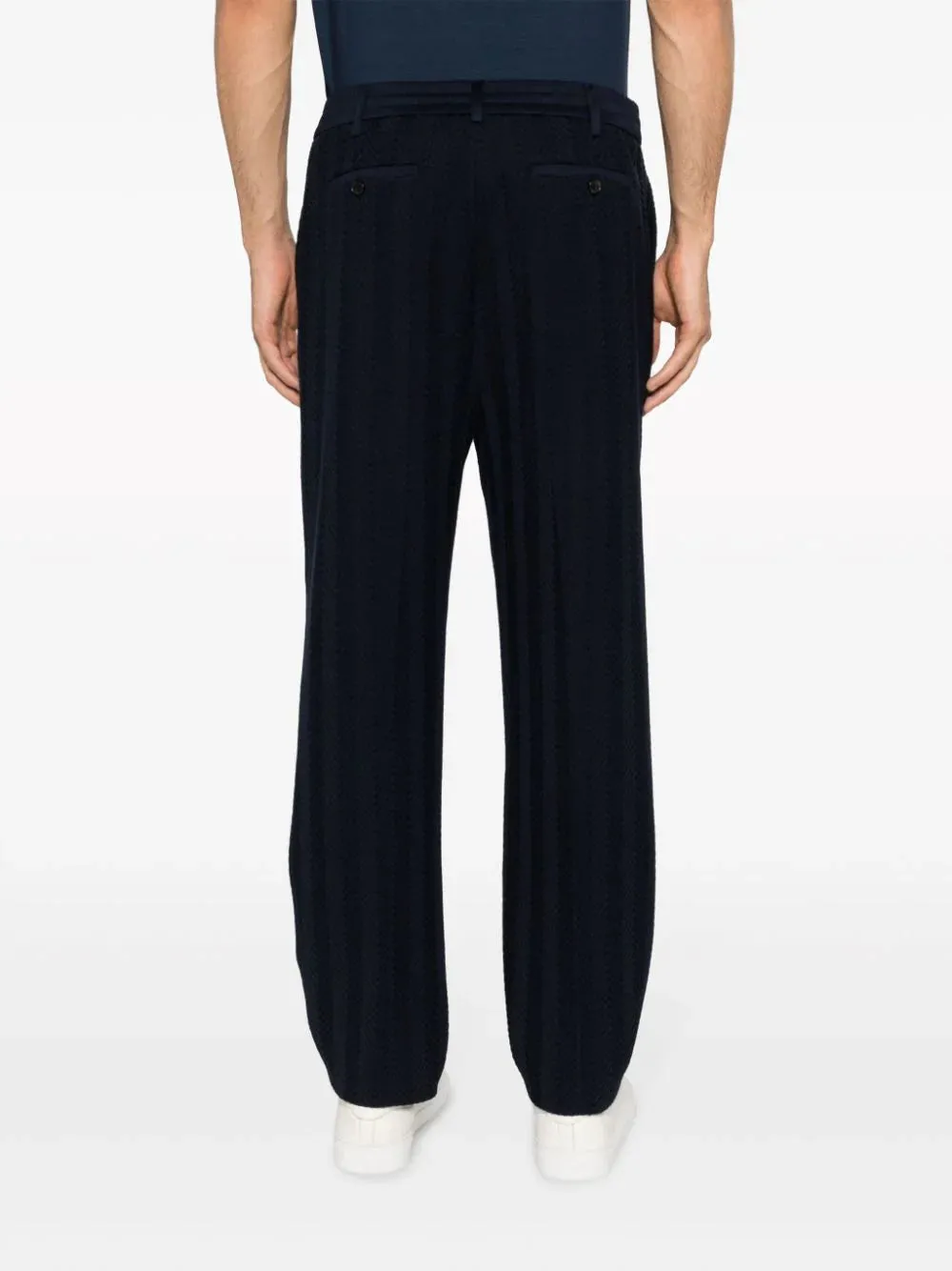 Chevron-Knit Straight-Leg Trousers
