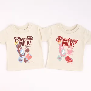 Chocolate & Strawberry Milk Matching Kids T-Shirt girls pajamas promo