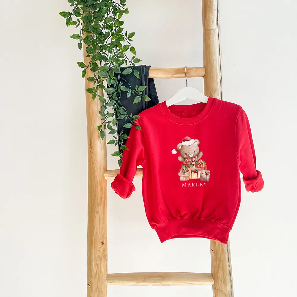 Christmas Bear Personalised Kid's Sweatshirt discount girls tops