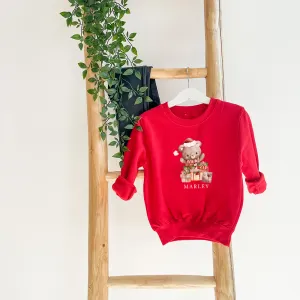 Christmas Bear Personalised Kid's Sweatshirt discount girls tops