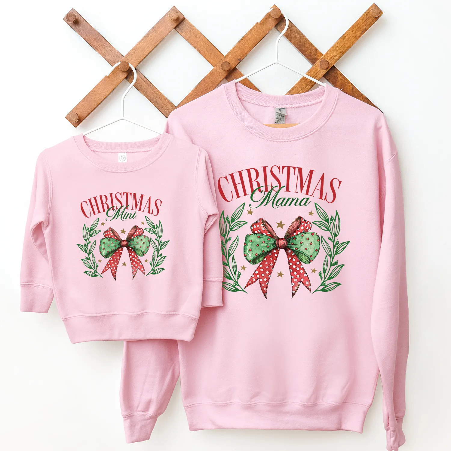 Christmas Mama & Mini Retro Bow Matching Sweatshirts maternity wear outlet