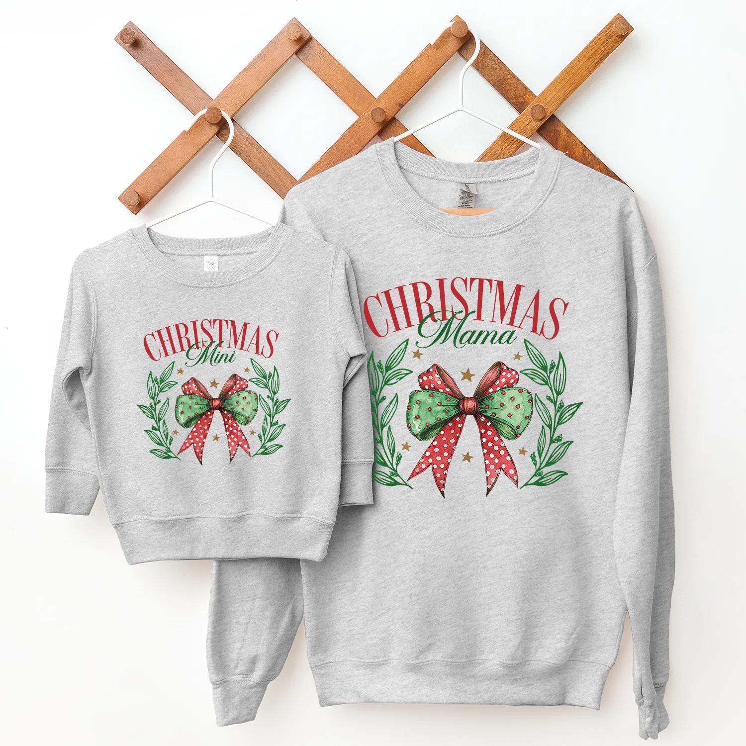 Christmas Mama & Mini Retro Bow Matching Sweatshirts maternity wear outlet