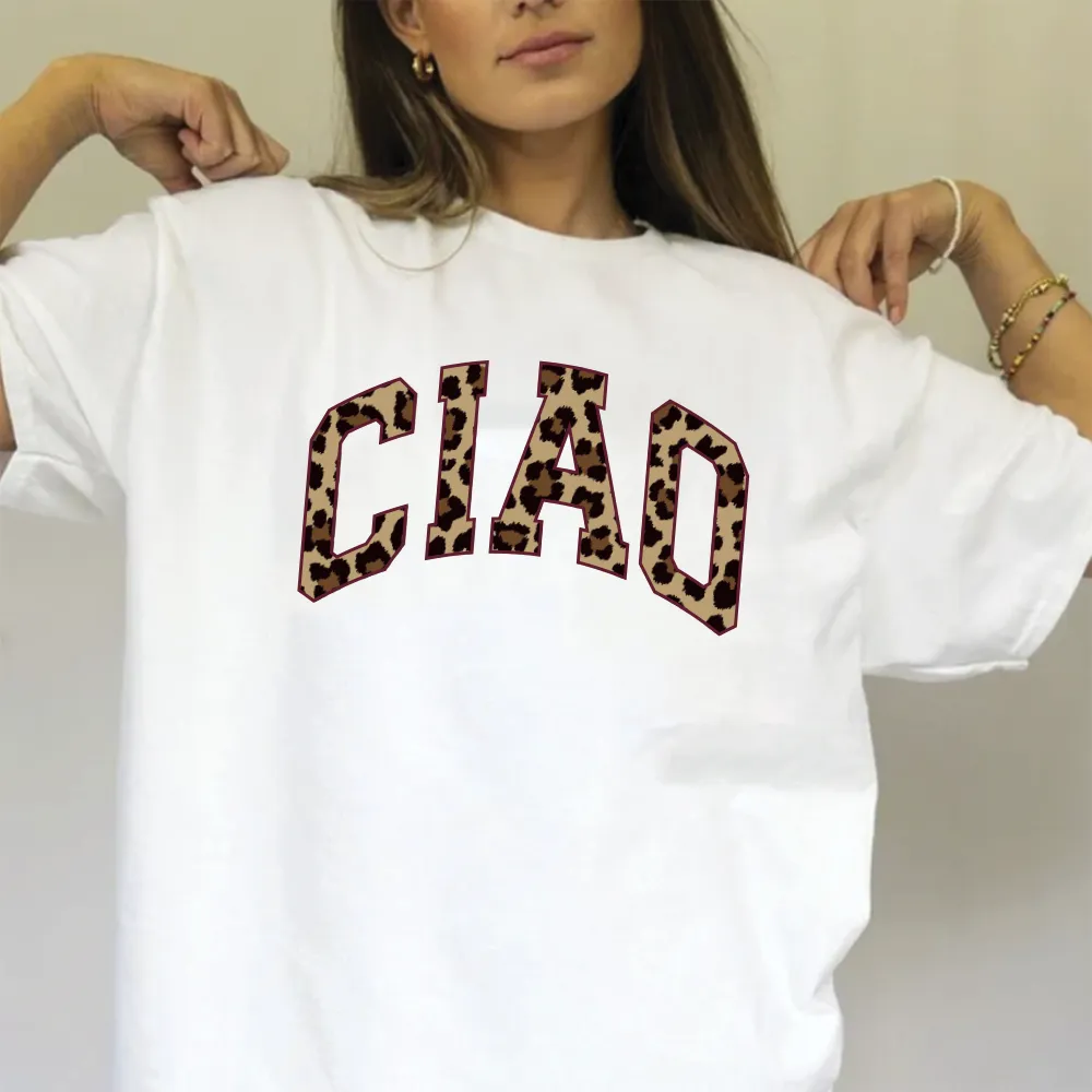 Ciao College Oversized Boyfriend Womens's White T-shirt pregnancy jeans best price