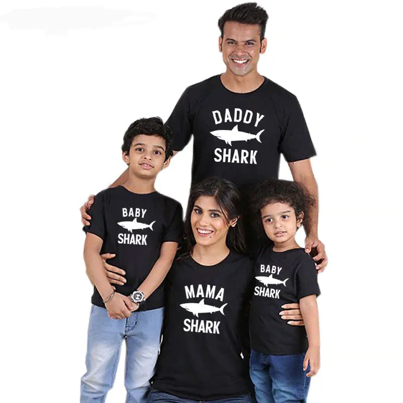 Classic Shark Family Matching T-Shirts - Black (MRK X) dad hats promo code