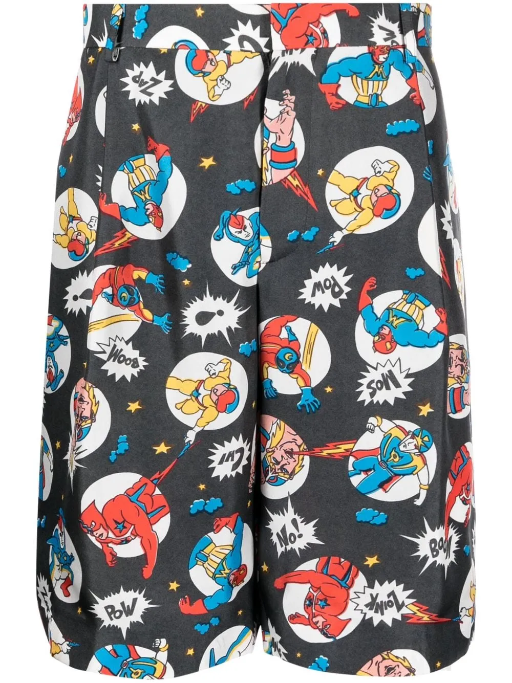 Comic-Print Silk Shorts cheap mens pants online