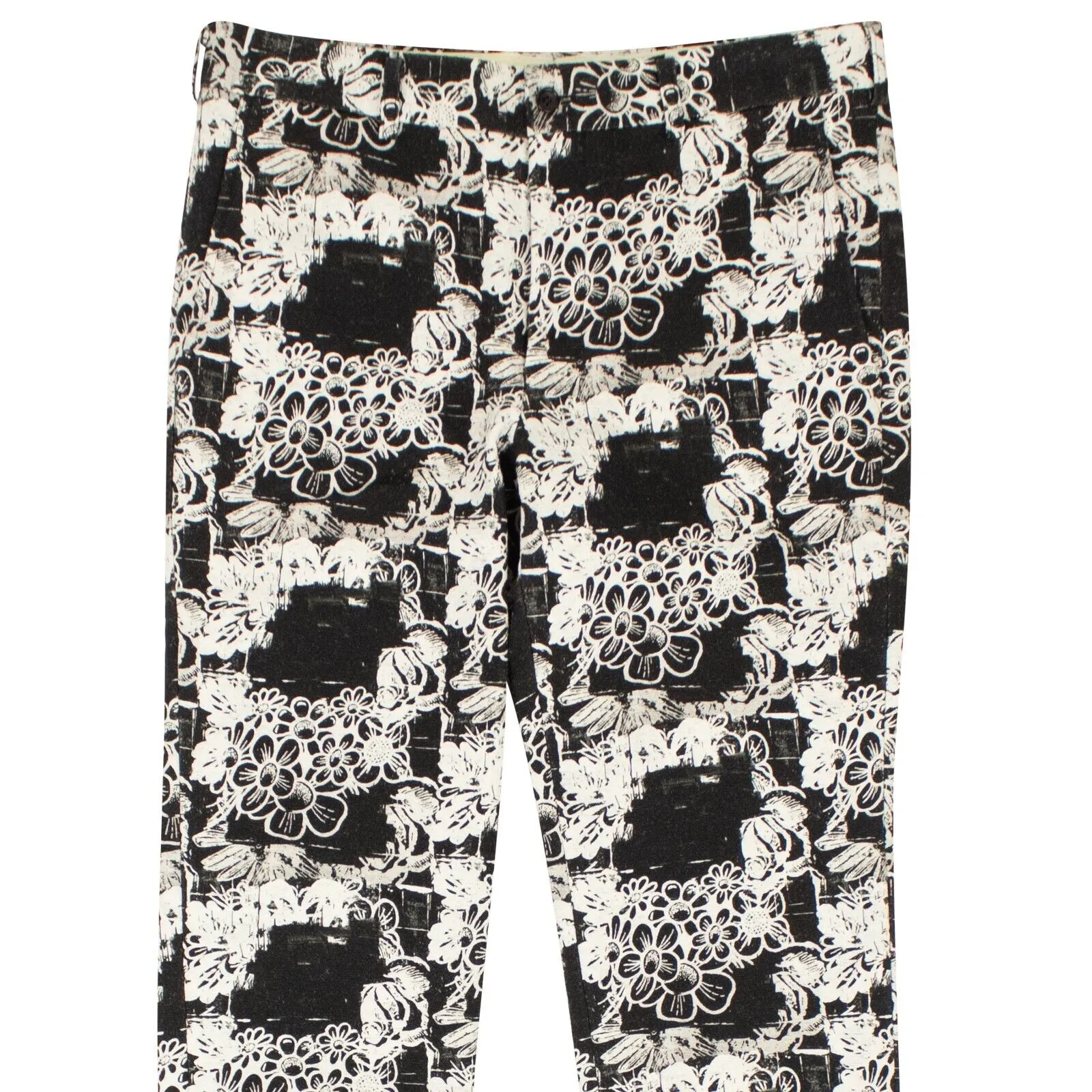 Comme Des Garcons Cotton Floral Pants - Black/White