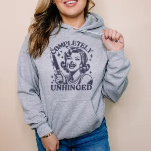 Completely Unhinged Distressed Heather Grey Hoodie postpartum clothes sale