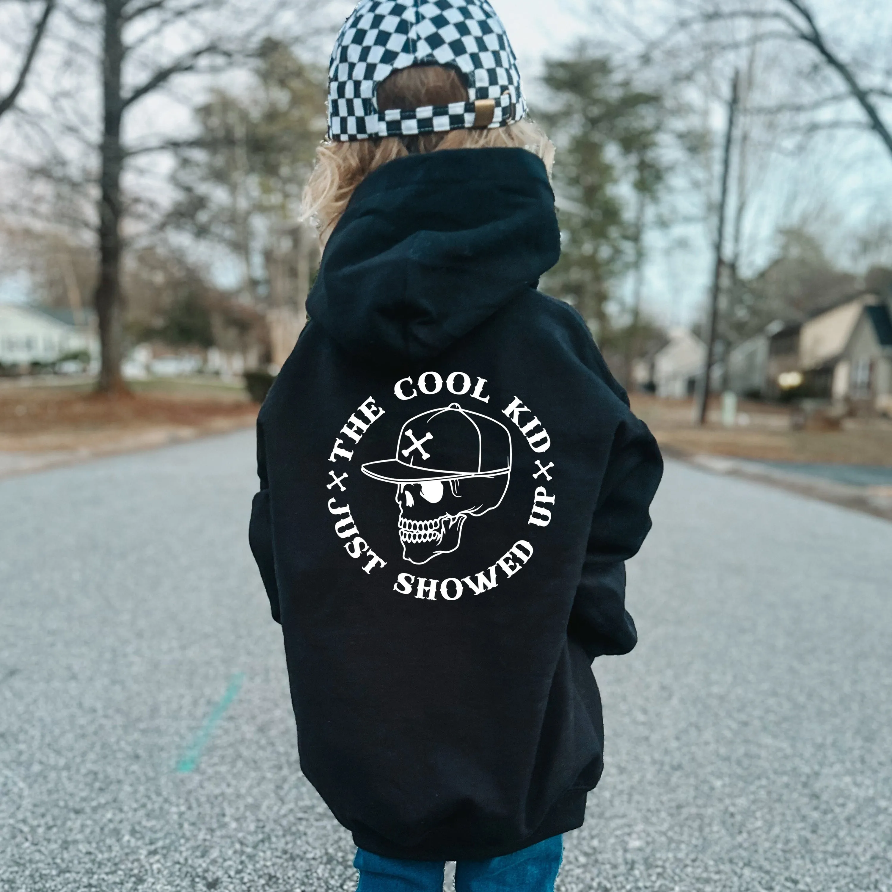 Cool Kid Showed Up Back Logo Kids Hoodie boys fashion clearance