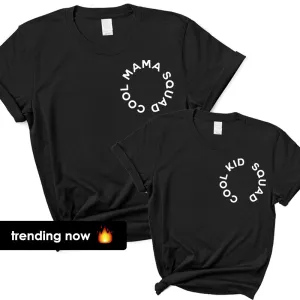 Cool Mama/Cool Kid Squad Circular Black T-Shirts nursing tops best deals