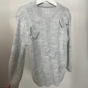 Coquette Bow Knitted Jumper Grey girls skirts clearance