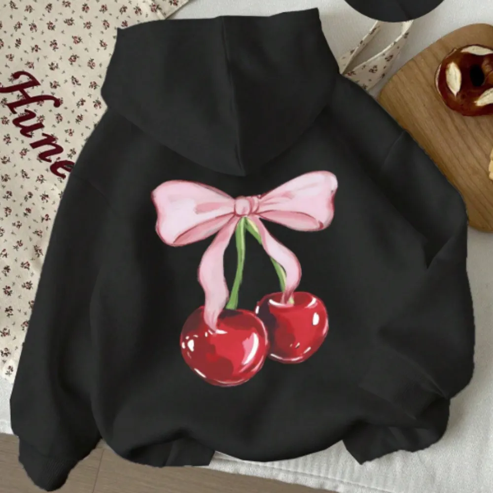 Coquette Cherry Bow Back Hoodie discount girls tops