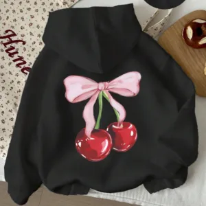 Coquette Cherry Bow Back Hoodie discount girls tops