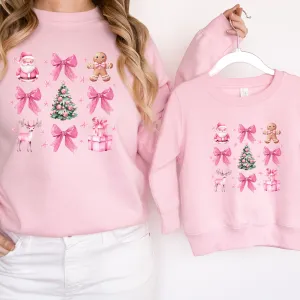 Coquette Christmas Icons Mum & Kid Matching Sweatshirts maternity wear outlet