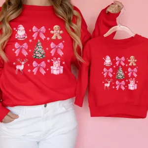 Coquette Christmas Icons Mum & Kid Matching Sweatshirts maternity wear outlet