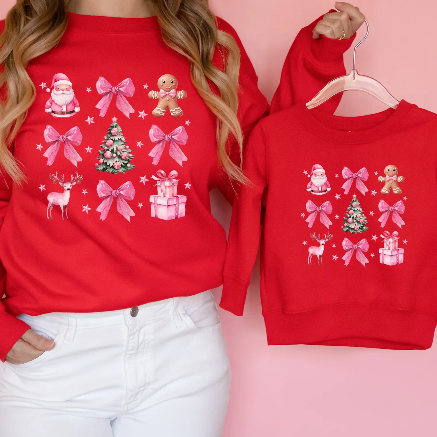 Coquette Christmas Icons Mum & Kid Matching Sweatshirts maternity wear outlet