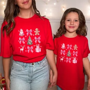 Coquette Christmas Icons Mum & Kid Matching T-Shirts pregnancy clothes clearance