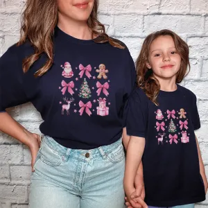 Coquette Christmas Icons Mum & Kid Matching T-Shirts maternity wear outlet